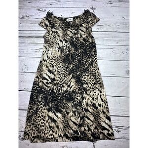JBS LTD Women's Animal Print Ruffle Neck Short Sleeve Dress Size M